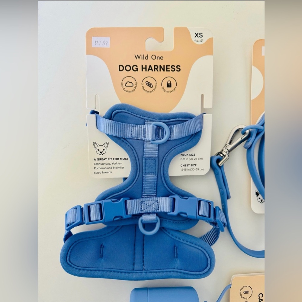 Wild One Moonstone Dog Harness Leash Poop Bag Carrier Set Bundle New